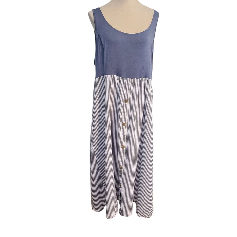 Seraphine Maternity Nursing Maxi Tank Dress US 16 Striped Button Coastal